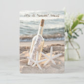 Save the Date Starfish und Meldung in einer Flasch Ankündigung (Stehend Vorderseite)