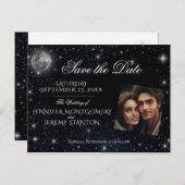Save the Date Starry Night Add Foto Ankündigungspostkarte (Vorne/Hinten)