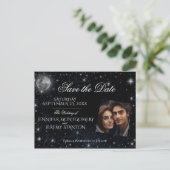 Save the Date Starry Night Add Foto Ankündigungspostkarte (Stehend Vorderseite)