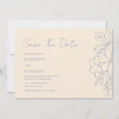 Save the Date staubig blue und creme floral classi (Vorderseite)