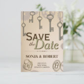 Save the Date - Steamgeere und Schlüssel (Stehend Vorderseite)