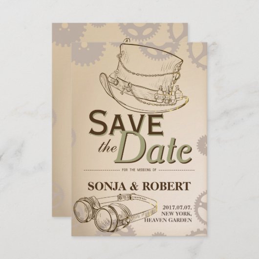 Save the Date - Steamhut und Googles (Vorne/Hinten)