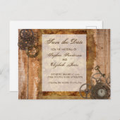 Save the Date Steampunk Industrial Vintag Gears Ankündigungspostkarte (Vorne/Hinten)