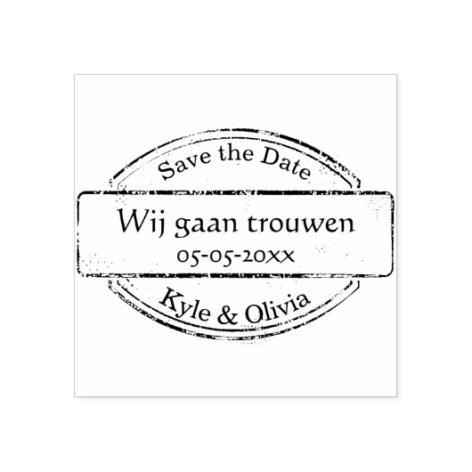 Save the Date stempel met namen en datum (Prägung)