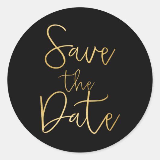 Save the Date Sticker für Schwarz und Gold-Script (Vorderseite)