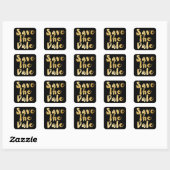 Save the Date Sticker für Schwarz und Gold-Script (Blatt)