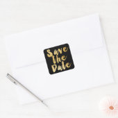 Save the Date Sticker für Schwarz und Gold-Script (Umschlag)