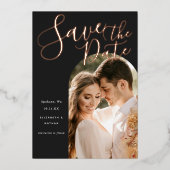 Save the Date Stilvolle Foto-Foi-Schrift Folieneinladung (Vorderseite)