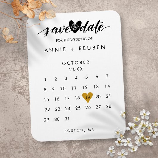 Save the Date Stilvoller Chic-Kalender Magnet
