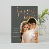 Save the Date Stilvolles Foto für Skriptarme Folieneinladung (Stehend vorne)