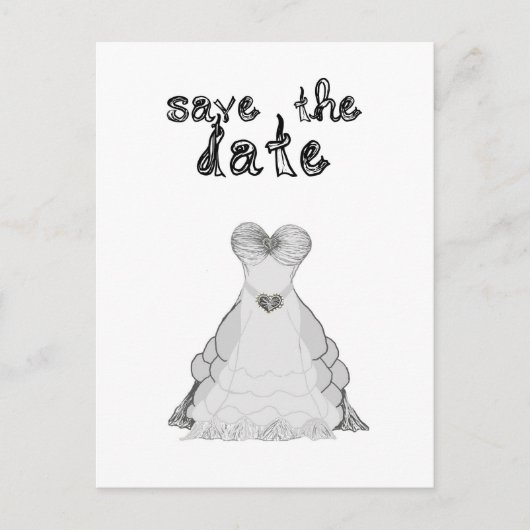 Save the Date Stoff Schriftart Hochzeitskleid Post Ankündigungspostkarte (Vorderseite)