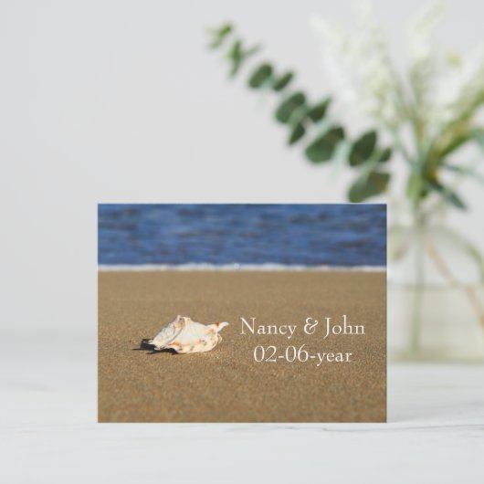 Save the Date Strand Ankündigungspostkarte (Stehend Vorderseite)