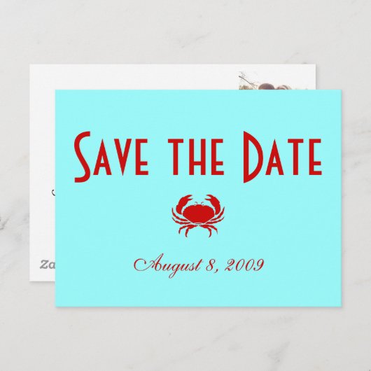 Save the Date - Strand - Individuell gestaltet Ankündigungspostkarte (Vorne/Hinten)