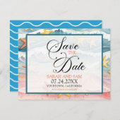 Save the Date Strand oder Hochzeit in Urlaubsort (Vorne/Hinten)