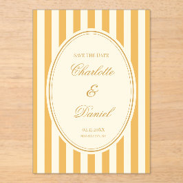 Save the Date Streifen Custom Senfgelb Acryleinladungen