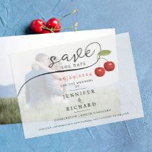 Save the Date stylische Hübsche Red Cherry Wedding