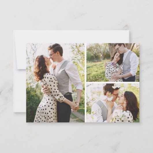 Save the Date Südliche Baumwolle 3-Foto-Hochzeitka Einladung (Vorderseite)