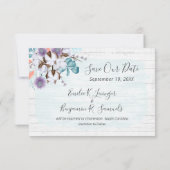 Save the Date Südliche Baumwolle 3-Foto-Hochzeitka Einladung (Rückseite)