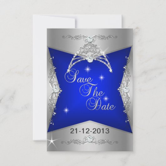 Save the Date Sweet 16 Blue Silver Tiara (Vorderseite)