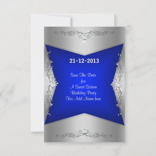 Save the Date Sweet 16 Blue Silver Tiara (Rückseite)