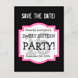 Save the Date Sweet 16 Geburtstagsparty A01 PINK Ankündigungspostkarte