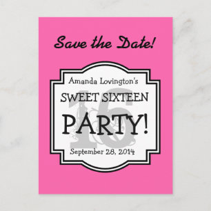 Save the Date Sweet 16 Geburtstagsparty A02 PINK Ankündigungspostkarte