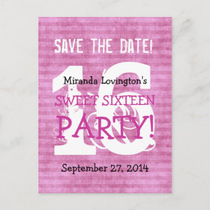 Save the Date Sweet 16 Geburtstagsparty V01 Ankündigungspostkarte