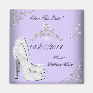 Save the Date Sweet 16 Lila High Heel Tiara Magnet