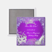 Save the Date Sweet 16 Masquerade Lila Pink Magnet (Vorderseite/Rückseite)