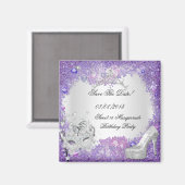 Save the Date Sweet 16 Masquerade Lila Weiß Magnet (Vorderseite/Rückseite)