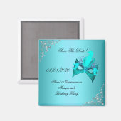 Save the Date Sweet 16 Quinceanera Masquerade Aqua Magnet (Vorderseite/Rückseite)