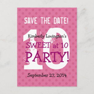 Save the Date Sweet at at 10 Birthday Party V03A1 Ankündigungspostkarte