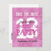 Save the Date Sweet at at 13 Birthday Party V03B Ankündigungspostkarte (Vorne/Hinten)