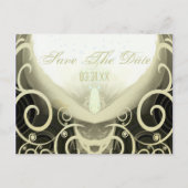 Save the Date - Tan Cala Lily mit Blauen Vögeln Ankündigungspostkarte (Vorderseite)