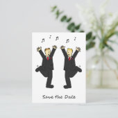 Save the Date tanzend Ankündigungspostkarte (Stehend Vorderseite)