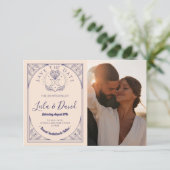 Save the Date Tarot Moon Crystal Hearts Wedding Begleitkarte (Stehend Vorderseite)