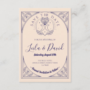 Save the Date Tarot Moon Crystal Hearts Wedding Begleitkarte