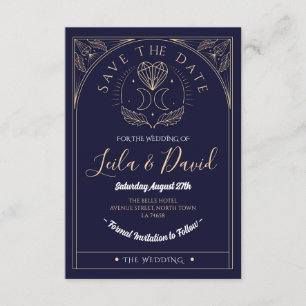Save the Date Tarot Moon Crystal Hearts Wedding Begleitkarte