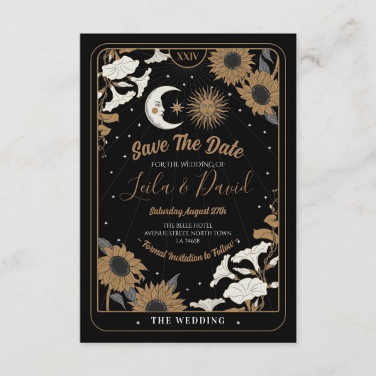 Save the Date Tarot Sun Moon Aligned Wedding Begleitkarte (Vorderseite)