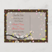 Save the Date Tauben + Süßigkeiten Ankündigungspostkarte (Rückseite)