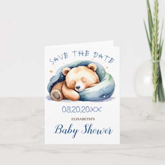 Save the Date Teddy Bear Baby Dusche Ankündigung (Vorderseite)