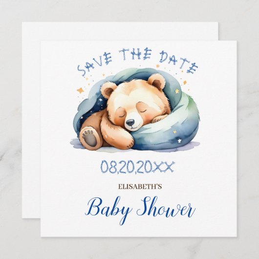 Save the Date Teddy Bear Baby Dusche Einladung (Vorne/Hinten)