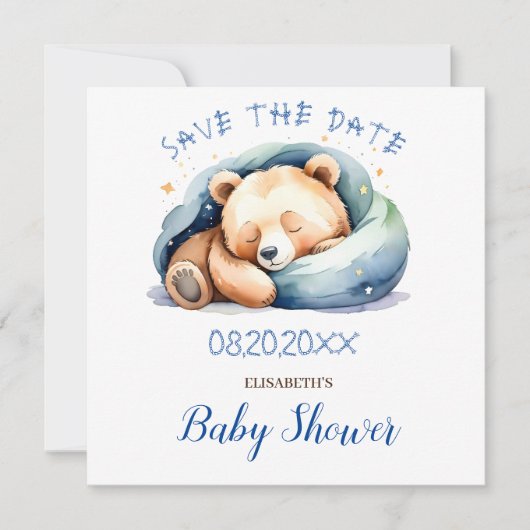 Save the Date Teddy Bear Baby Dusche Einladung (Vorderseite)