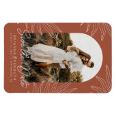 Save the Date Terracotta Botanisch mit Arch-Foto Magnet (Horizontal)