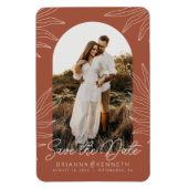 Save the Date Terracotta Botanisch mit Arch-Foto Magnet (Vertikal)