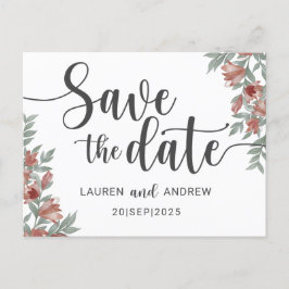 Save the Date Terracotta Floral Wedding Postkarte
