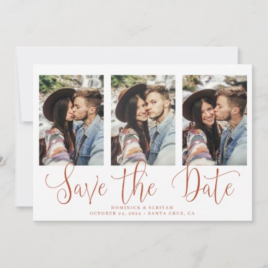 Save the Date Terracotta Mustertypografie-Foto (Vorderseite)