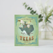 Save the Date - Texas-Karte mit hübschen Vögeln Ankündigungspostkarte (Stehend Vorderseite)