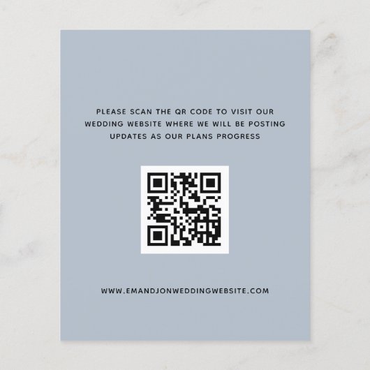 Save the Date Text des Blue QR-Codes (Rückseite)