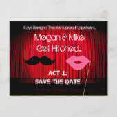 Save the Date Theaterhochzeit Ankündigungspostkarte (Vorderseite)